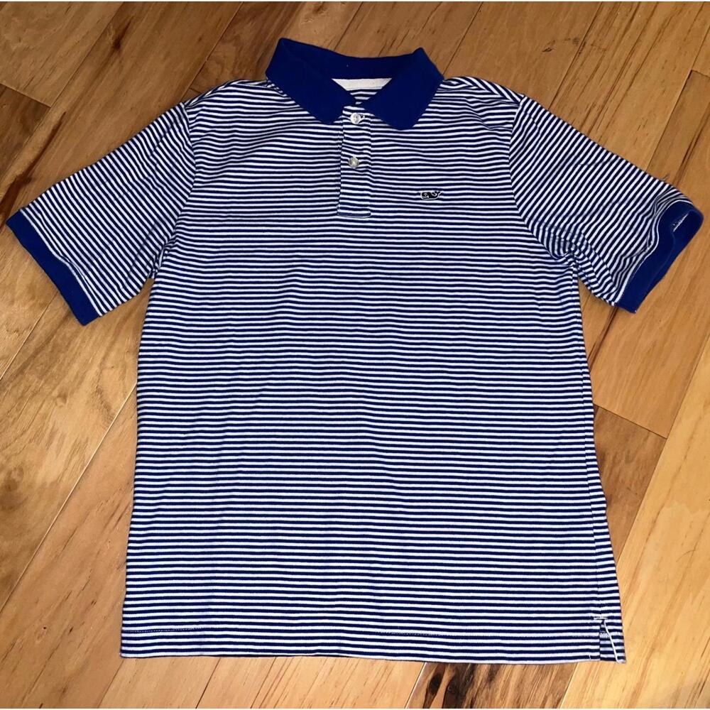 VINEYARD VINES BOYS BLUE STRIPED POLO SHIRT SIZE 16 EXCELLENT COND LD6